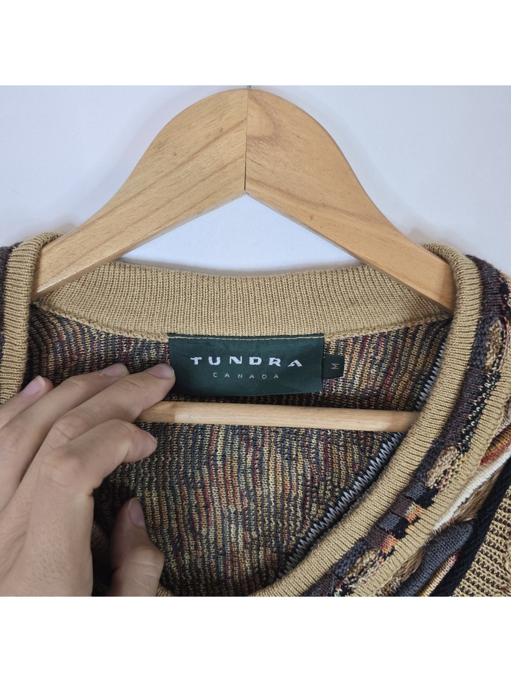 Vintage 90s Tundra 3D Knit Sweater Brown Size M - Picture 4 of 4